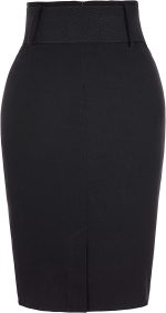 Women's Stretchy Pencil Skirt Side Pleated Business Skirts with Belt KK271(28 Color) - Image 2